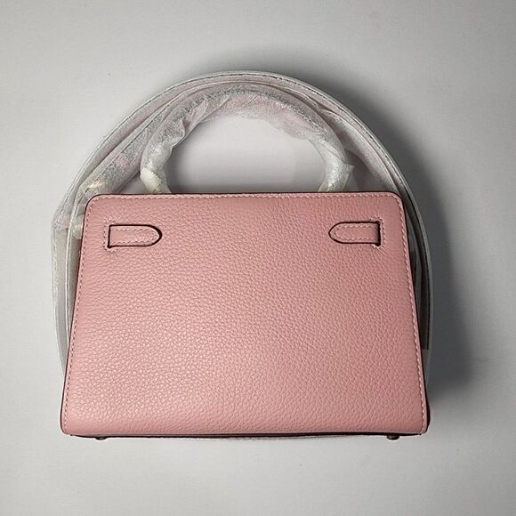 NWT Coach CA077 Mini Lane Top Handle In Refine Pebble Leather Whipstitch Pink - Picture 3 of 7